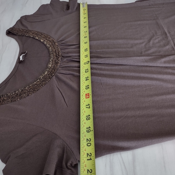 DREAM Size 12 Casual Rayon Stretch A-line Beaded Chocolate color Comfort Dress - Picture 11 of 12